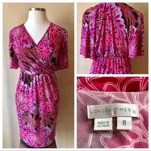 London Times Wrap Top Dress Size 8 euc
